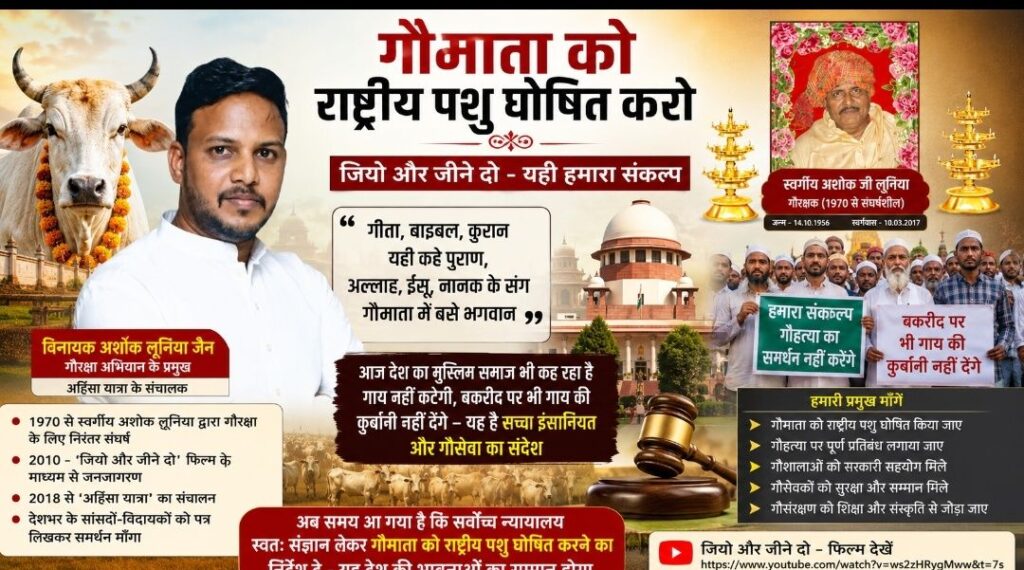 गौमाता को राष्ट्रीय पशु घोषित करने की मांग तेज, मुस्लिम समाज के समर्थन से अभियान को मिली नई शक्ति